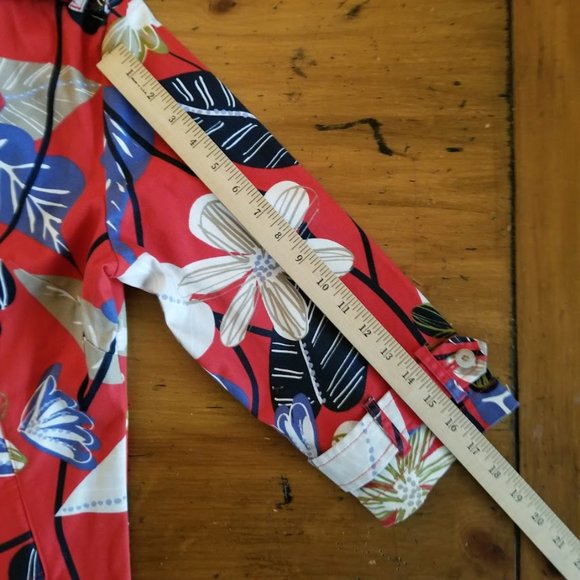 Westbound Sz M Red Floral Canvas Jacket Pockets 3/4 Sleeve Art to Wear Y2K - Picture 9 of 11